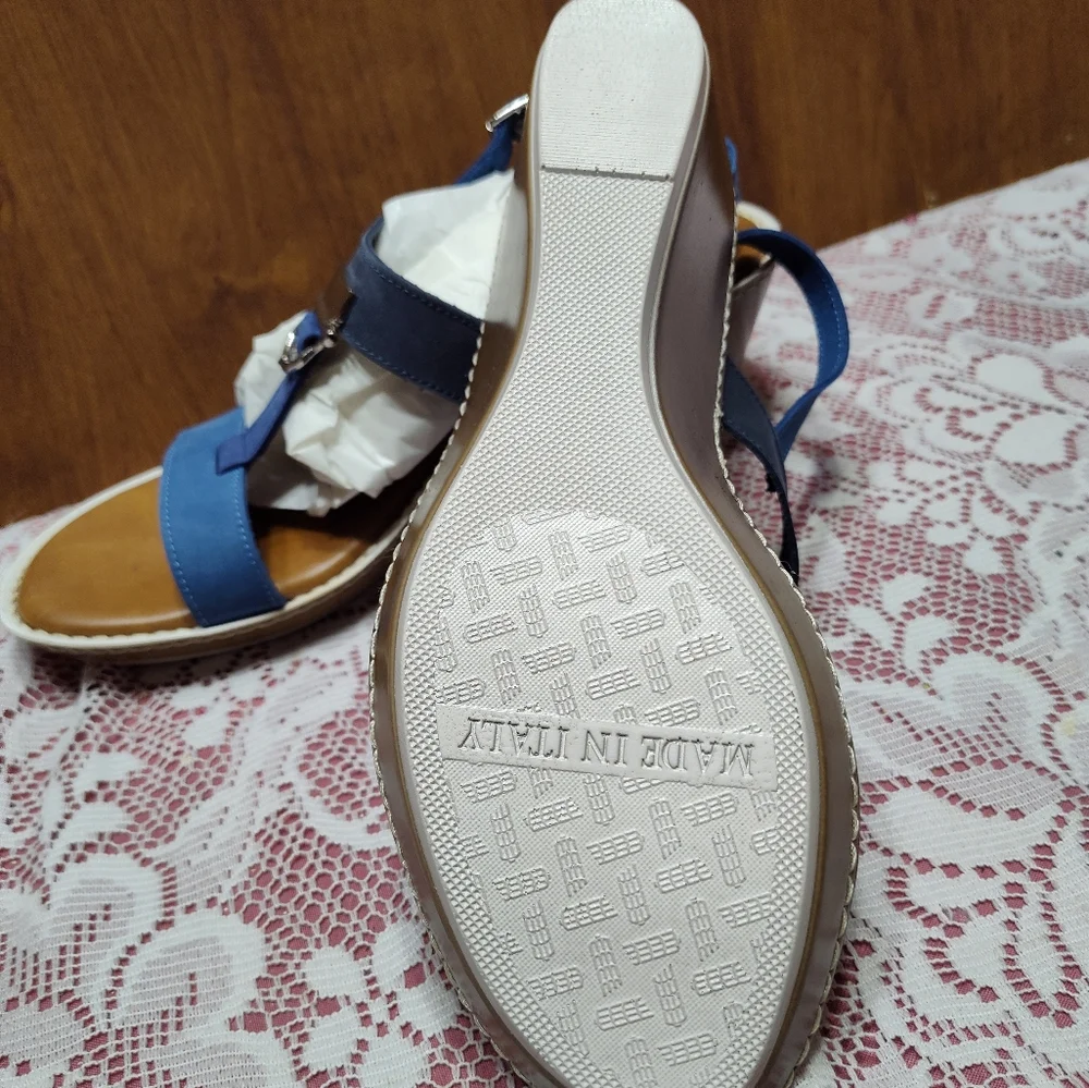 Italian Shoemaker Leather Upper Navy Blue Size 12 NIB